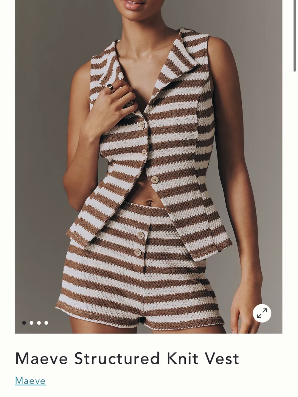 Maeve Striped Knit Vest Brown and White